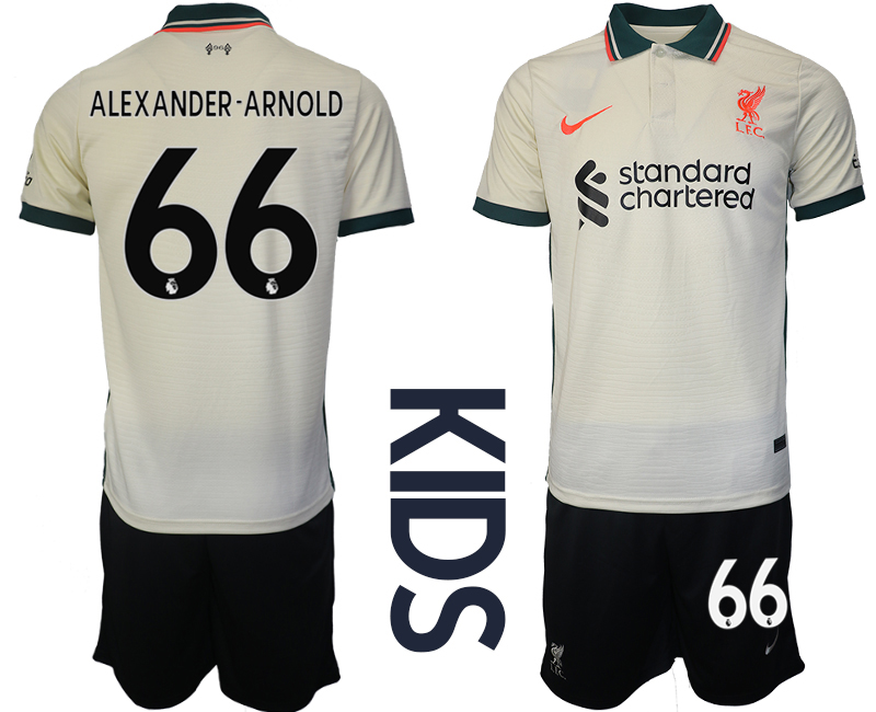 Youth 2021-2022 Club Liverpool away cream #66 Soccer Jersey